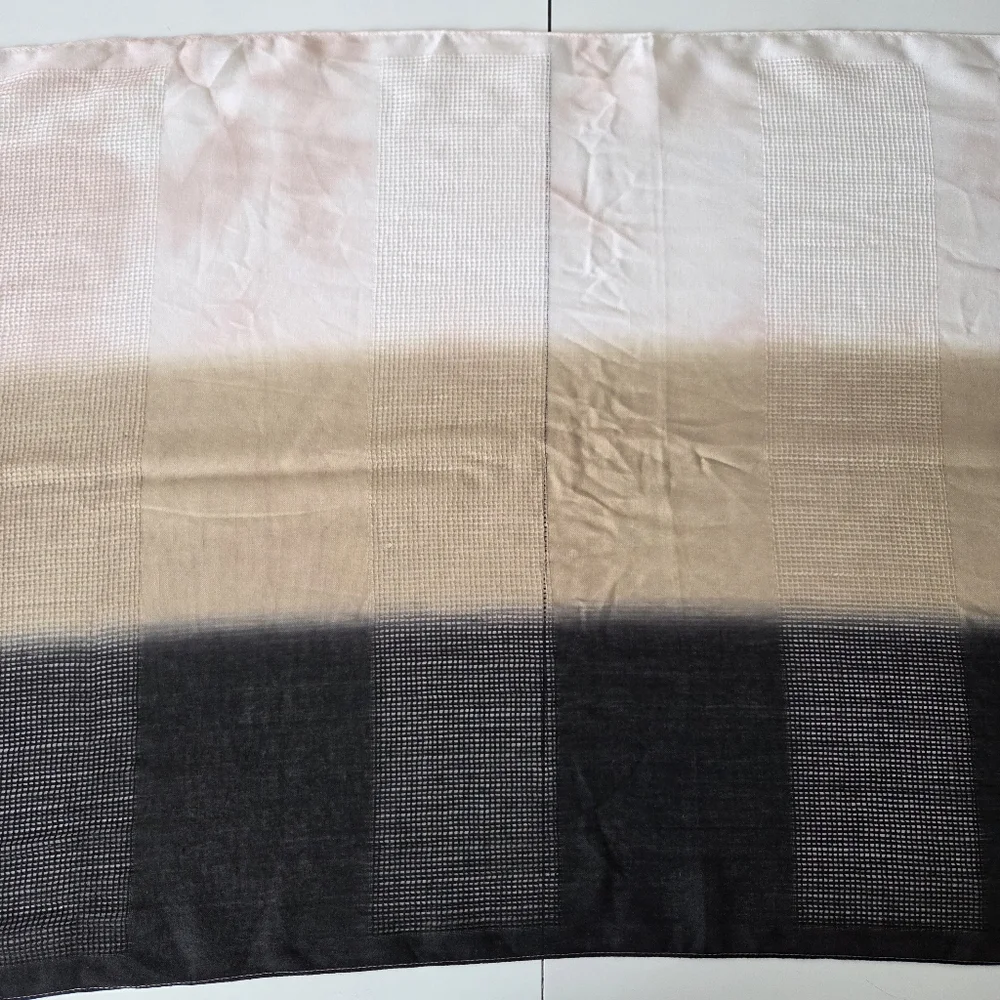 NWT Echo Ombre Neutral Woven Striped Textured Scarf‎ 25×85 Black Tan Brown Pink